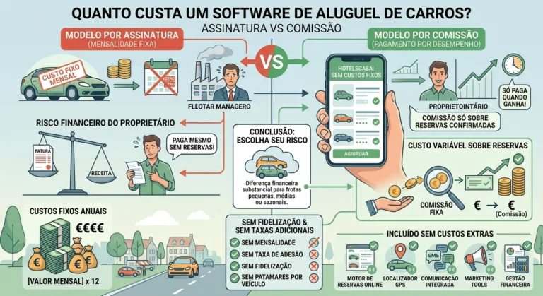 Quanto custa um software de aluguel de carros? Assinatura vs Comissão